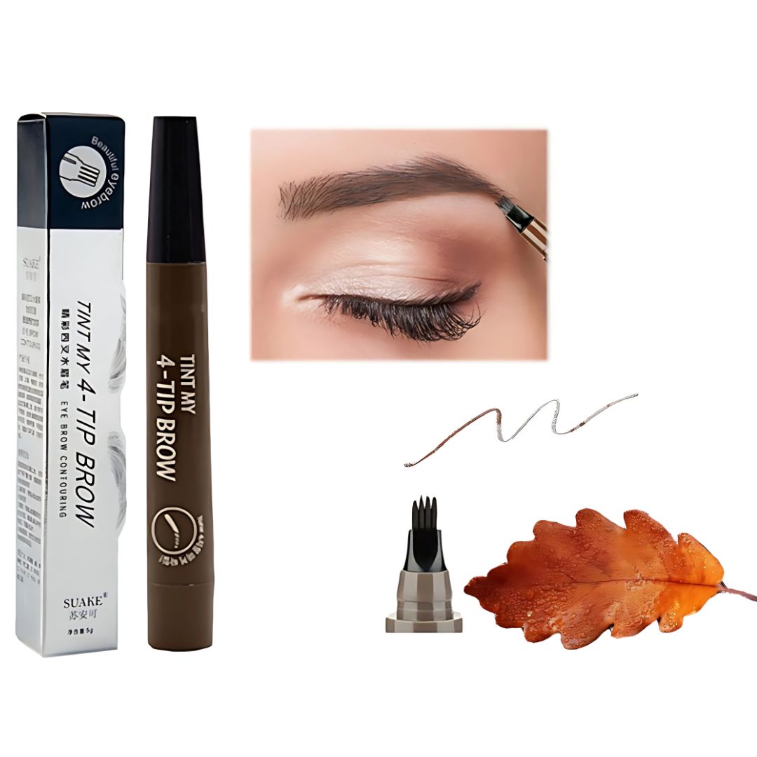 Lápiz de cejas DivineLook, 4 tonos, efecto tatuaje, resistente al agua