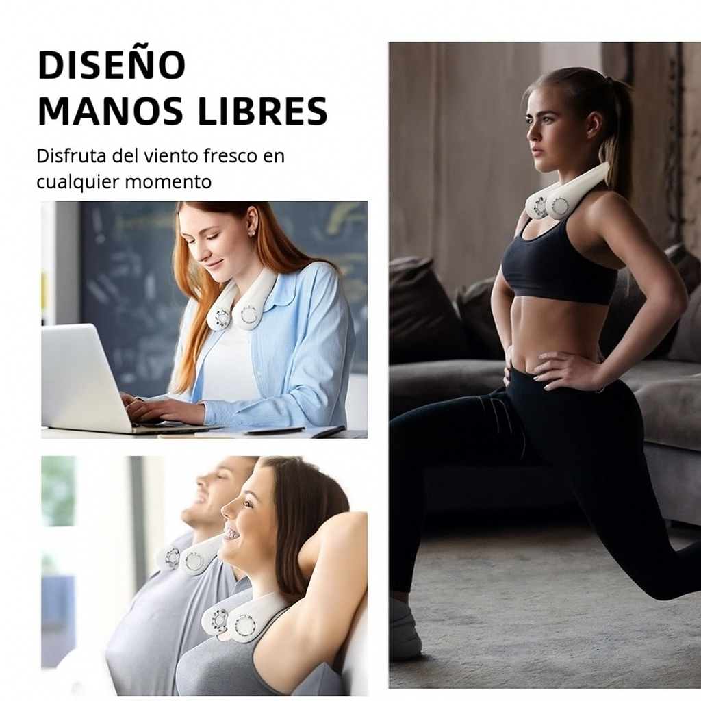 Ventilador de cuello portátil PortableFanMax, 3 velocidades