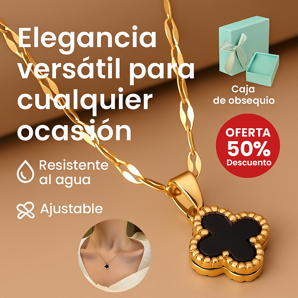 Collar Trebol 4 Hojas + caja de regalo