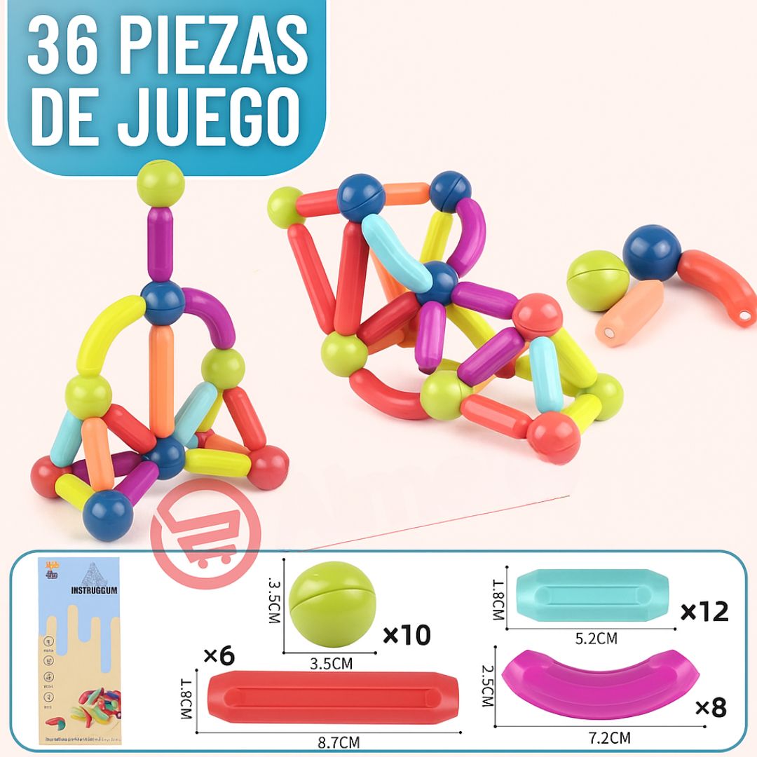 Juego de 36 piezas magneticas Montessori para niños