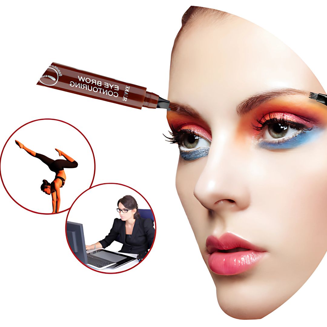 Lápiz de cejas DivineLook, 4 tonos, efecto tatuaje, resistente al agua