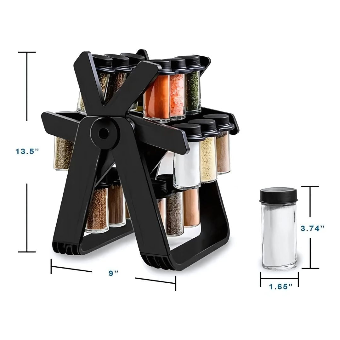 Organizador Giratorio de Especias – 18 Tarros de Vidrio + Rotulador + Ebook de cocina GRATIS