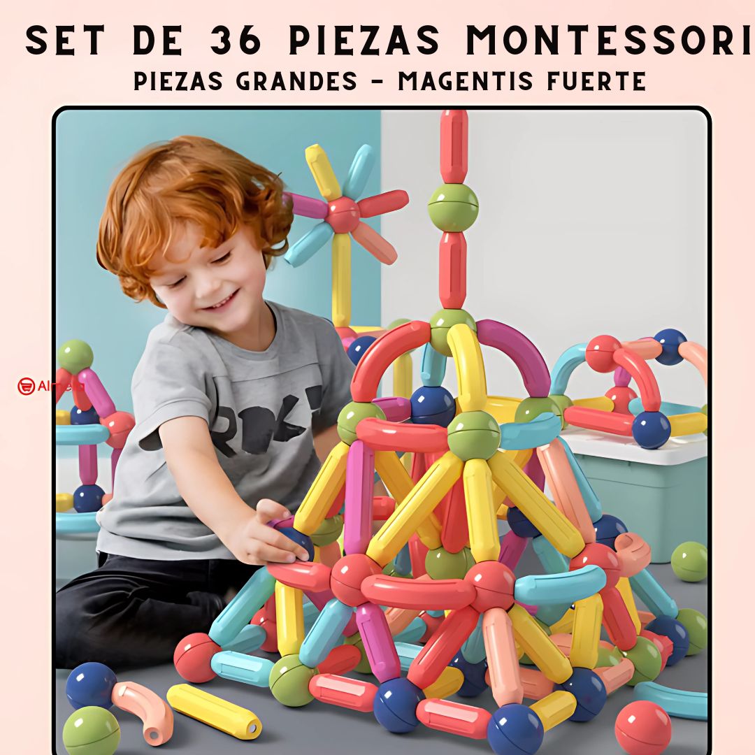 Juego de 36 piezas magneticas Montessori para niños