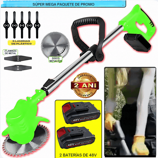 Motoguadaña Inalámbrica 800W con 2 Baterías de 48V – ¡Potencia, Precisión y Libertad de Movimiento!
